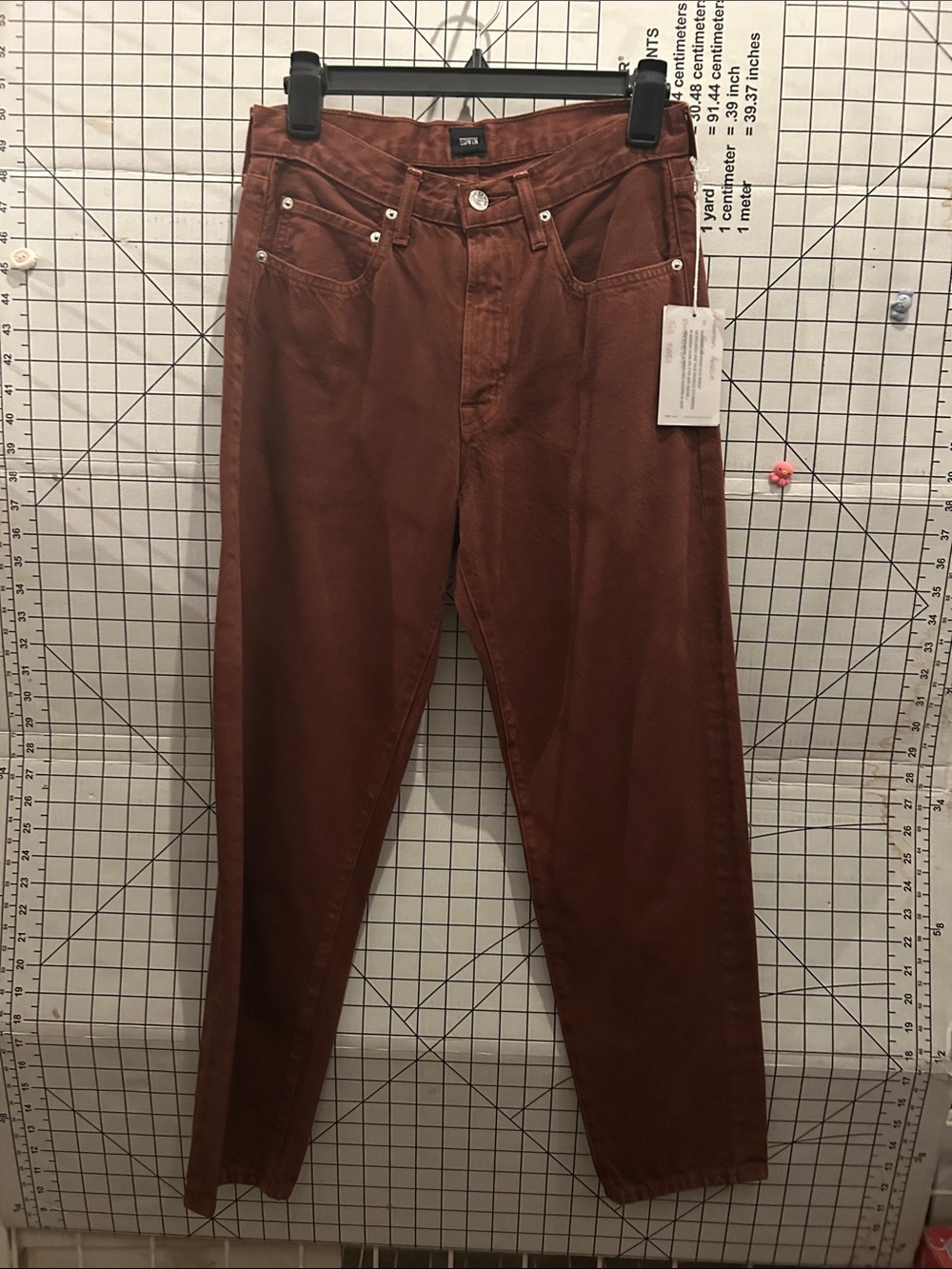 Edwin Brown High-Rise Straight Leg Jeans in Spice